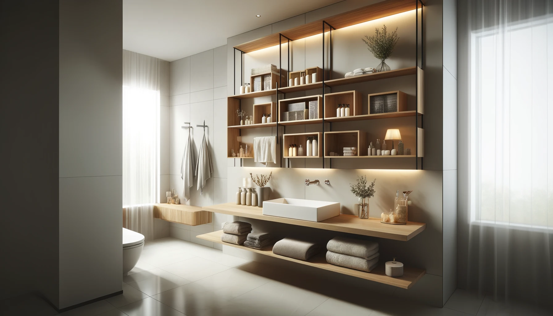 Bathroom floating shelves